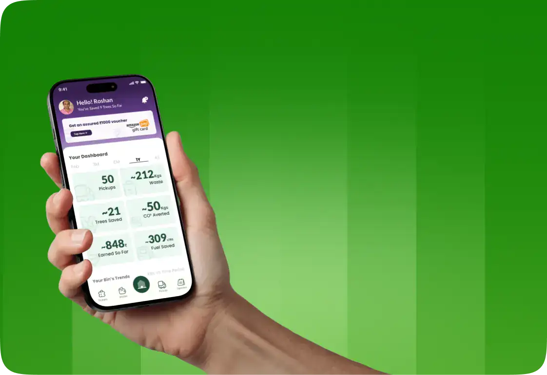 The Bintix customer app on a phone