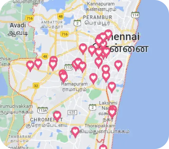 Chennai Servicing Areas Map