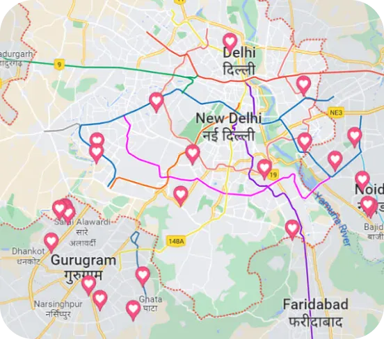Delhi Servicing Areas Map